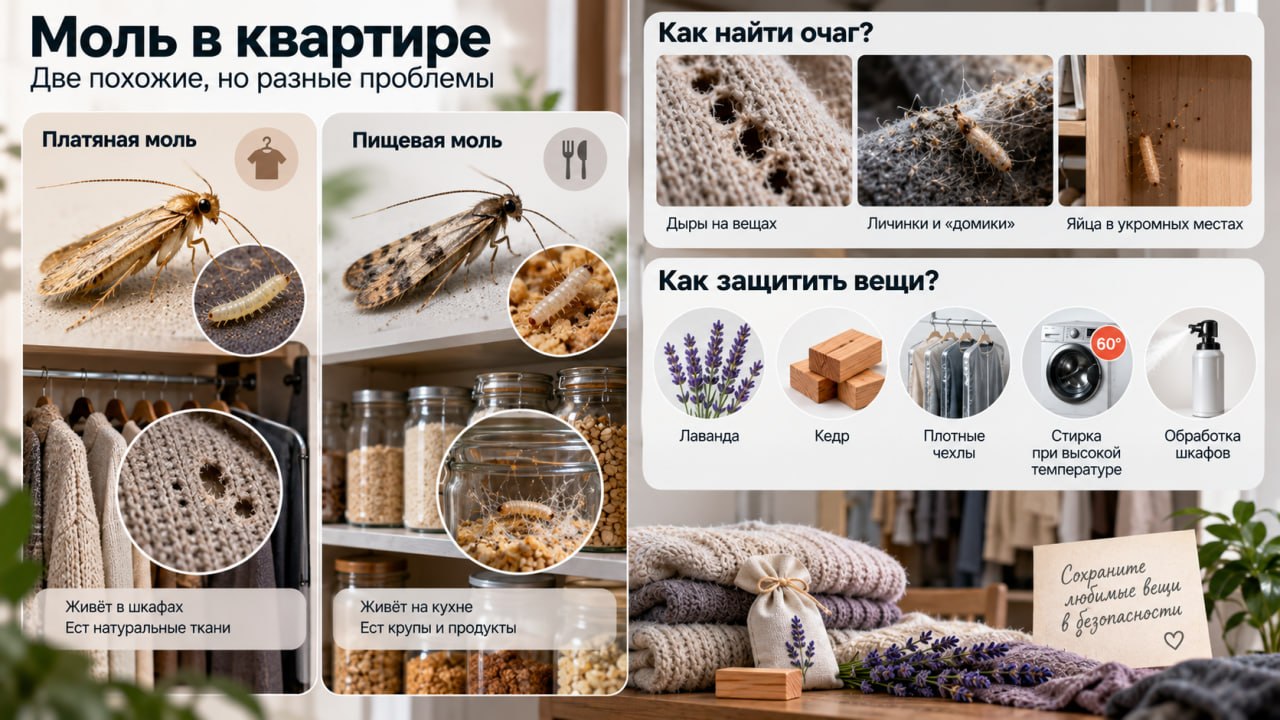 Платяная моль: отличить от пищевой
